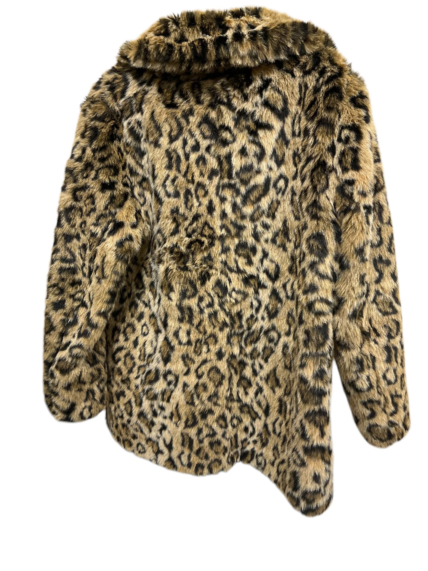 Coat Faux Fur & Sherpa By H&m In Animal Print, Size: 4