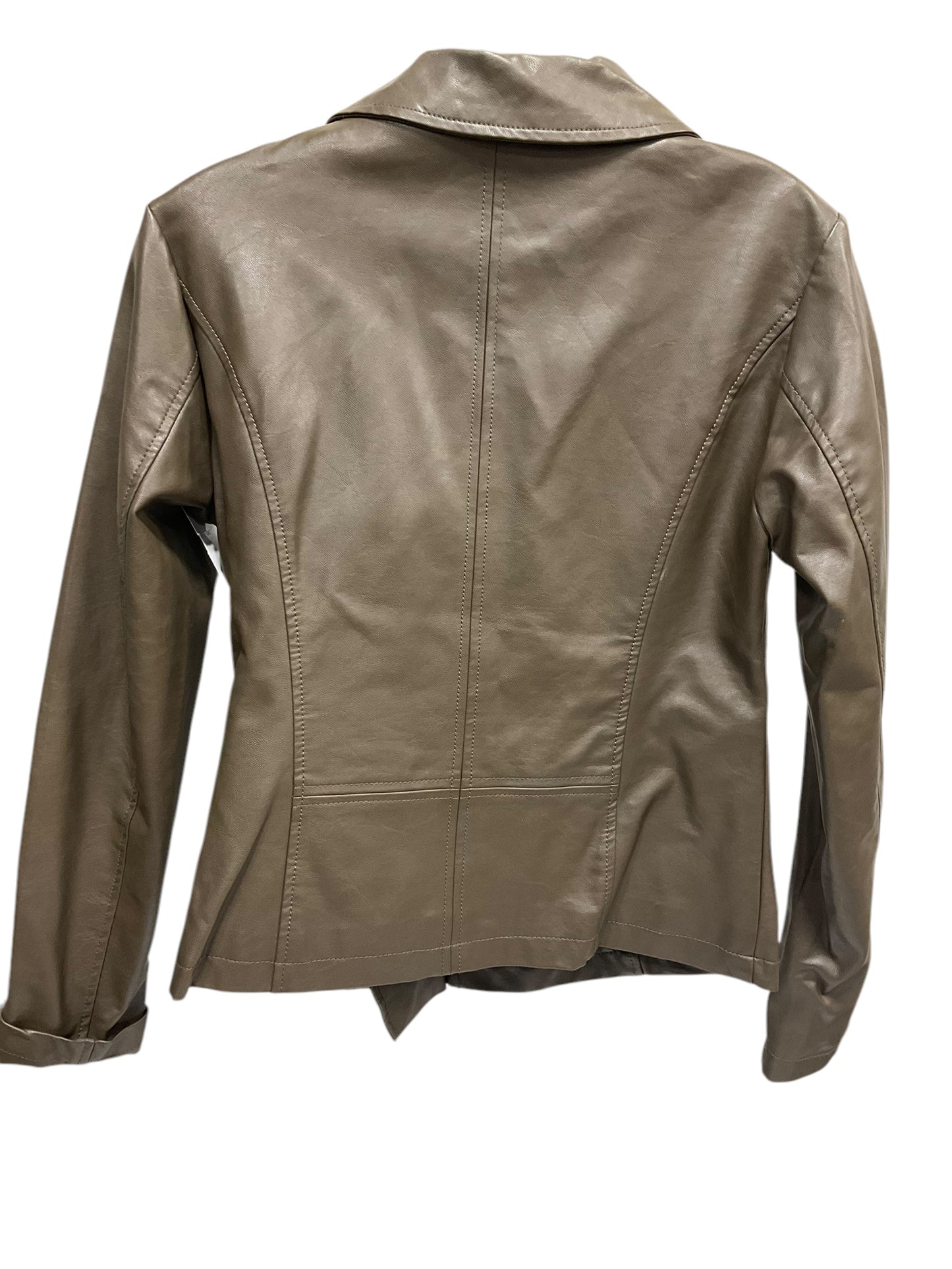 Jacket Moto By Clothes Mentor In Taupe, Size: S