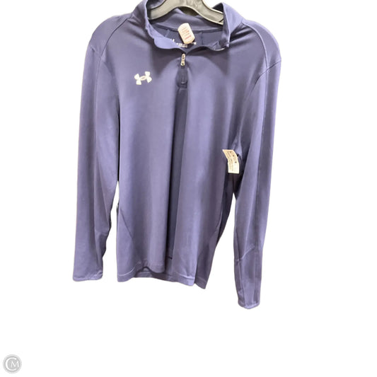 Athletic Top Long Sleeve Collar By Under Armour In Navy, Size: S