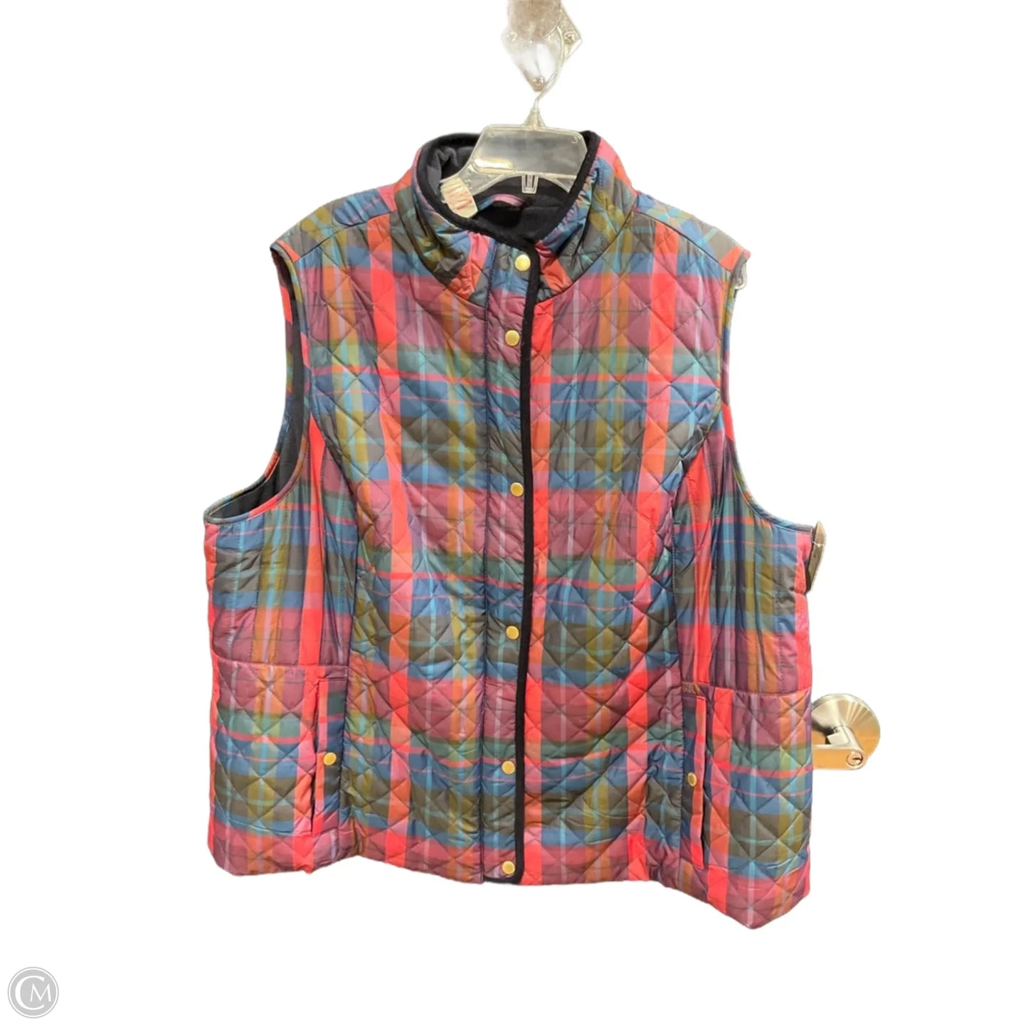 Vest Puffer & Quilted By Talbots In Plaid Pattern, Size: 3x