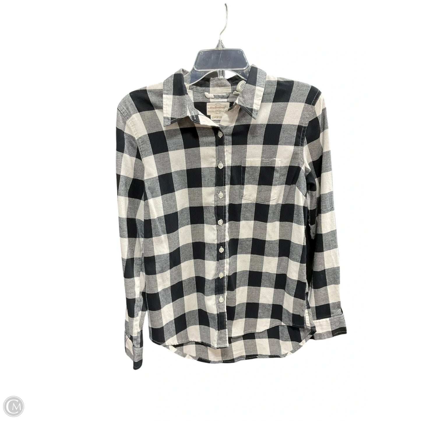 Blouse Long Sleeve By Weatherproof In Black & White, Size: M