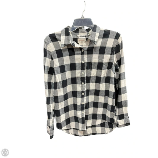 Blouse Long Sleeve By Weatherproof In Black & White, Size: M