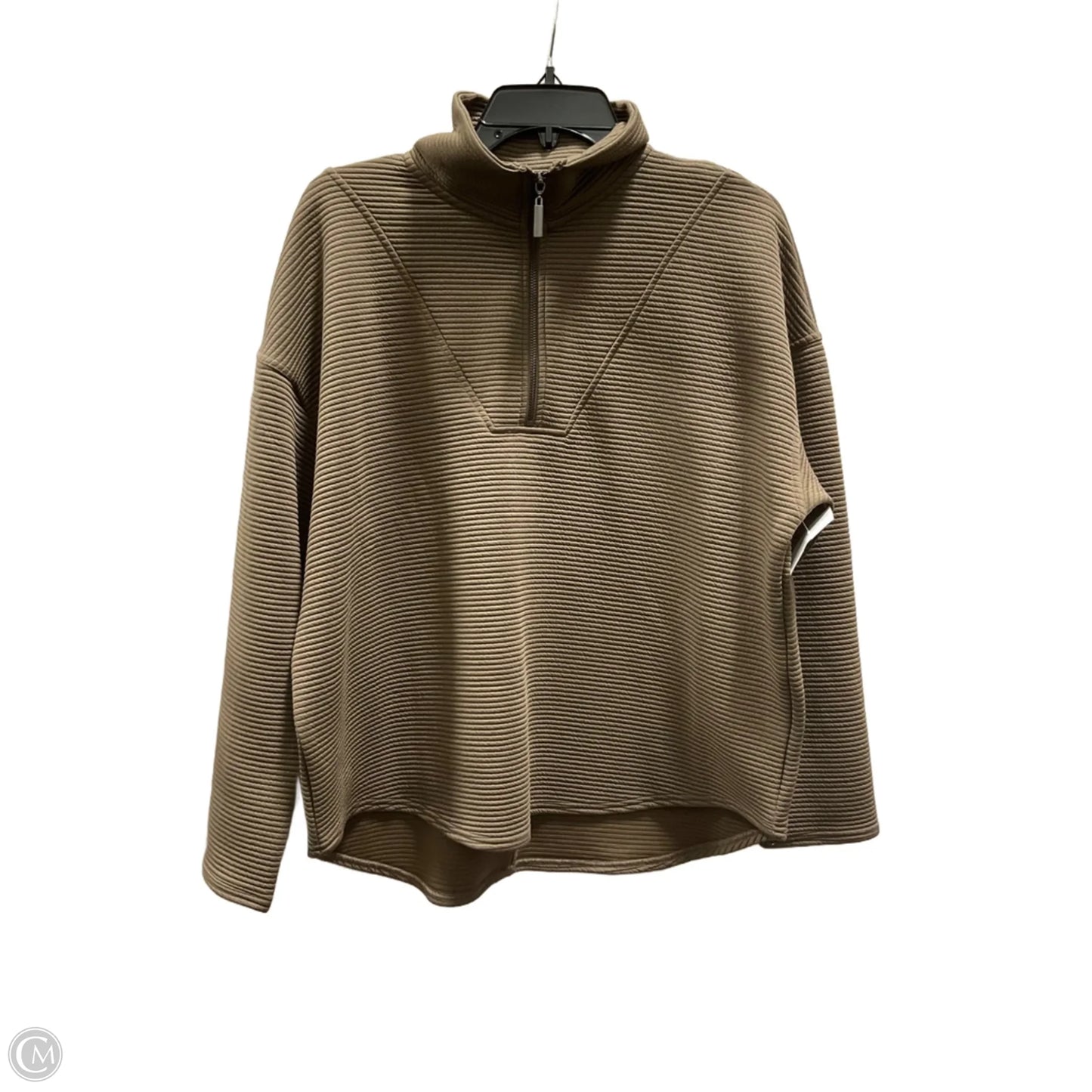 Athletic Top Long Sleeve Collar By Kinesis In Brown, Size: S