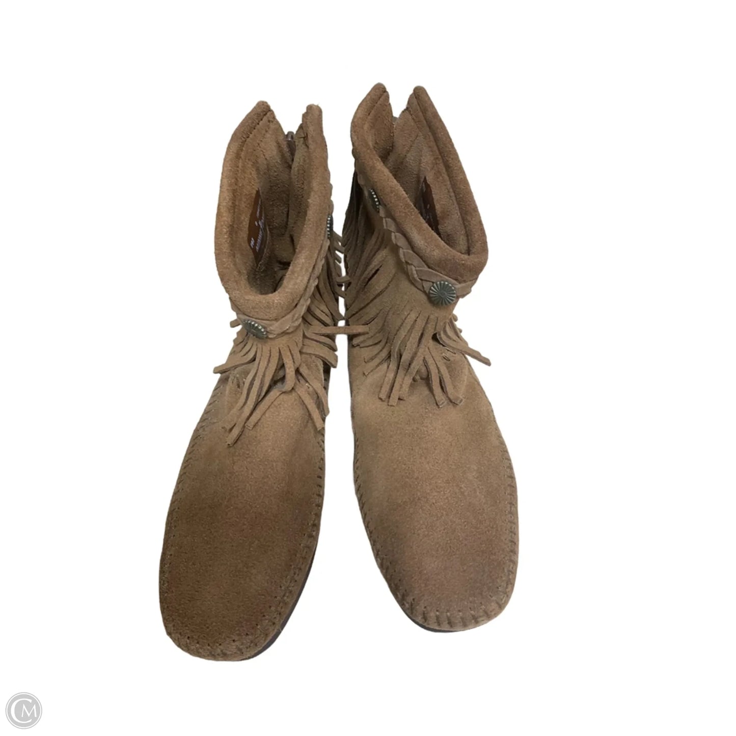 Boots Ankle Flats By Minnetonka In Brown, Size: 8