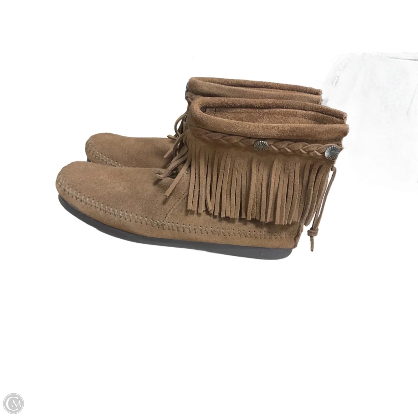 Boots Ankle Flats By Minnetonka In Brown, Size: 8