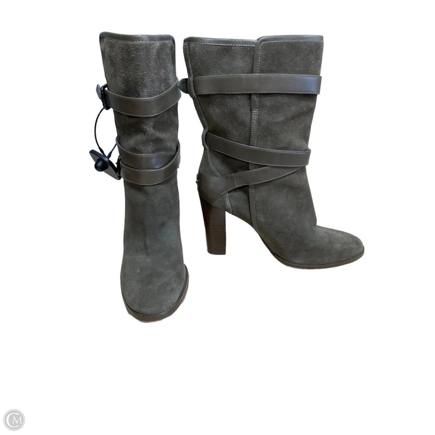 Boots Designer By Coach In Taupe, Size: 7.5