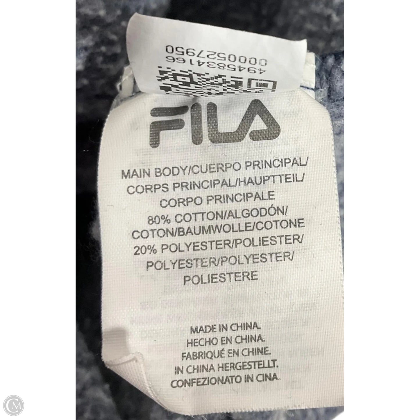 Sweatshirt Hoodie By Fila In Navy, Size: M
