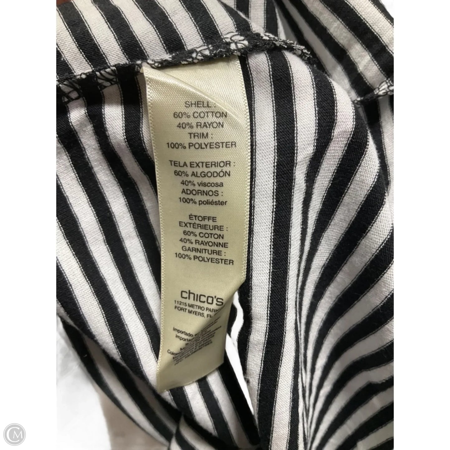 Top Short Sleeve By Chicos In Black, Size: L