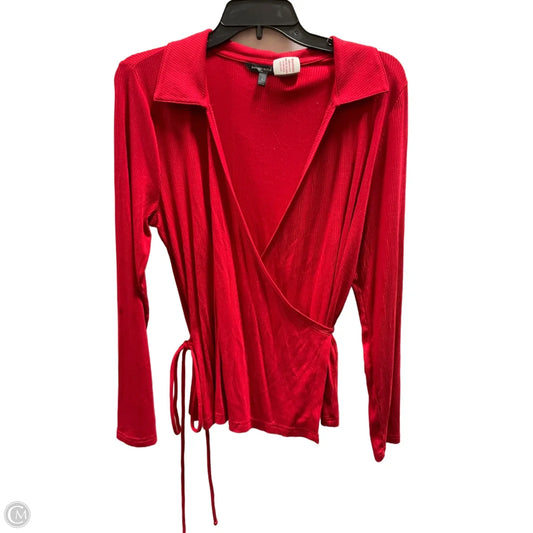 Top Long Sleeve By Banana Republic In Red, Size: L