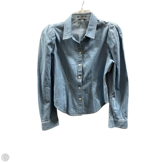 Blouse Long Sleeve By Express In Blue, Size: S