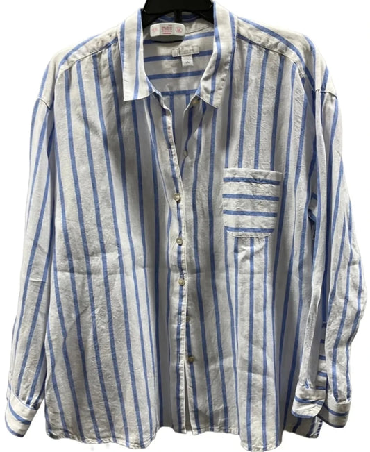 Blouse Long Sleeve By J. Jill In Blue, Size: L