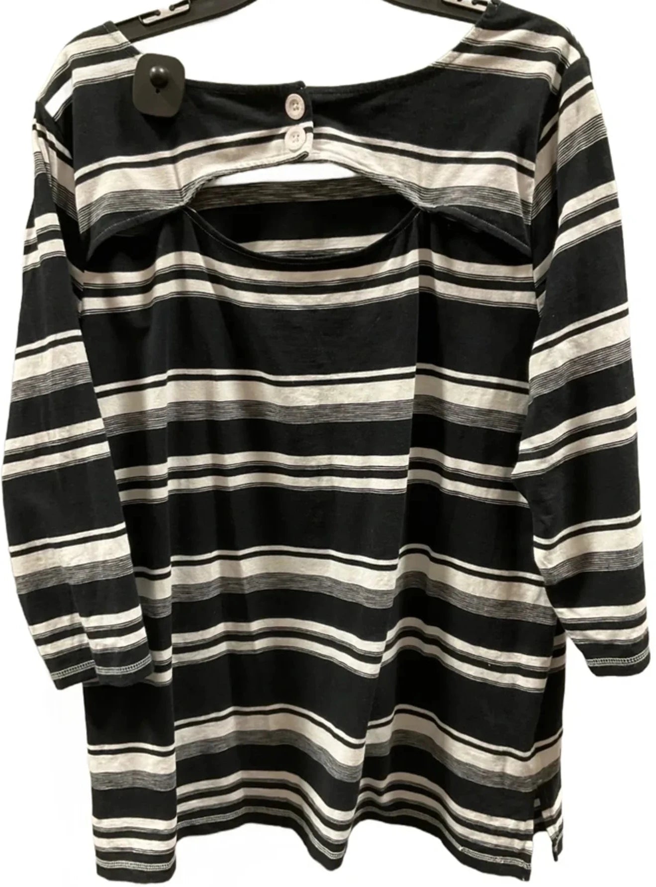 Top 3/4 Sleeve By Talbots In Black & White, Size: 2x