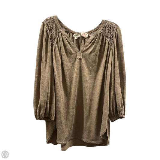 Top Long Sleeve By Max Studio In Taupe, Size: 1x