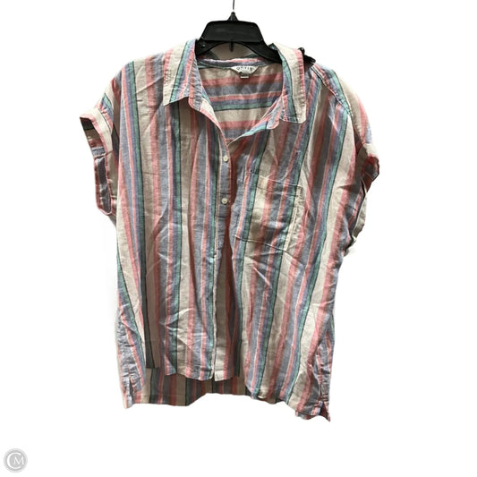 Top Short Sleeve By Orvis In Striped Pattern, Size: L