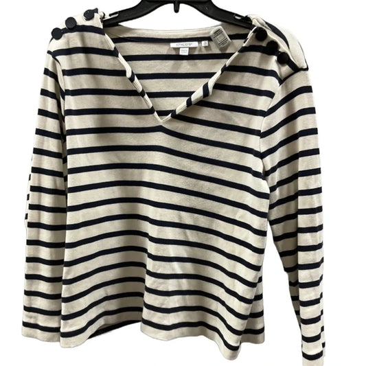 Top Long Sleeve By Chicos In Striped Pattern, Size: L