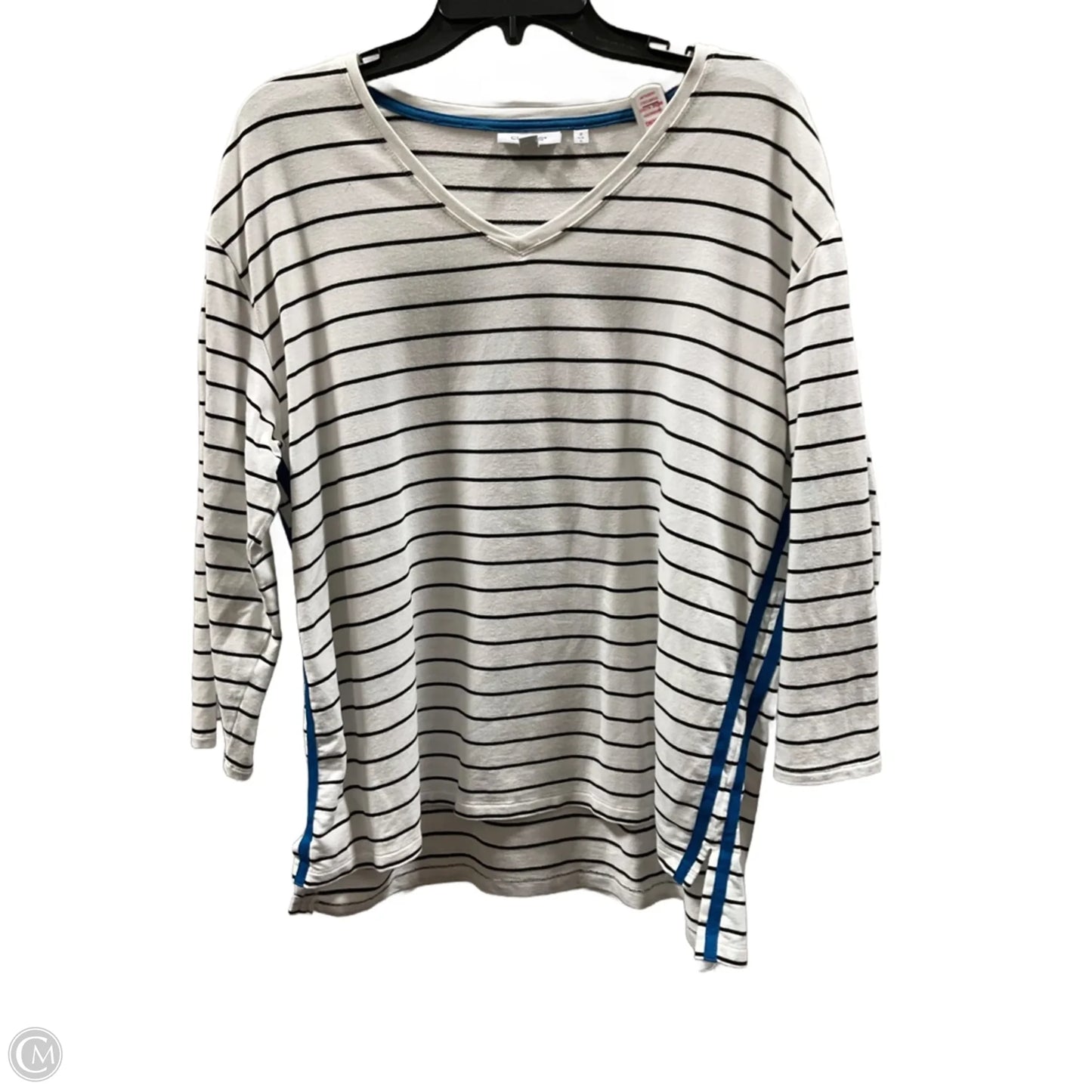 Top 3/4 Sleeve By Chicos In Striped Pattern, Size: L