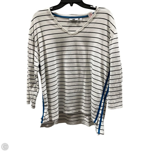 Top 3/4 Sleeve By Chicos In Striped Pattern, Size: L