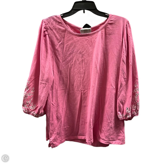 Top Long Sleeve By Talbots In Pink, Size: 2x