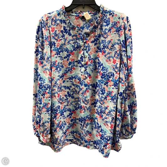 Top Long Sleeve By Talbots In Blue, Size: 2x