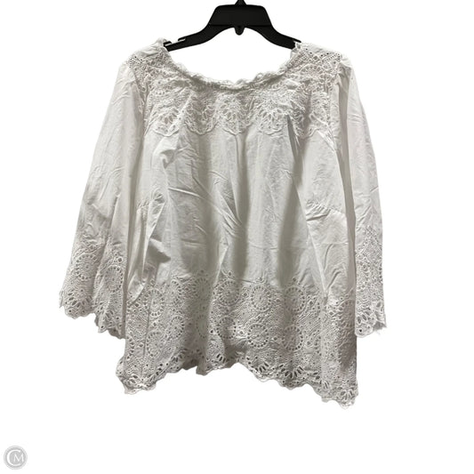Top Long Sleeve By Talbots In White, Size: 2x