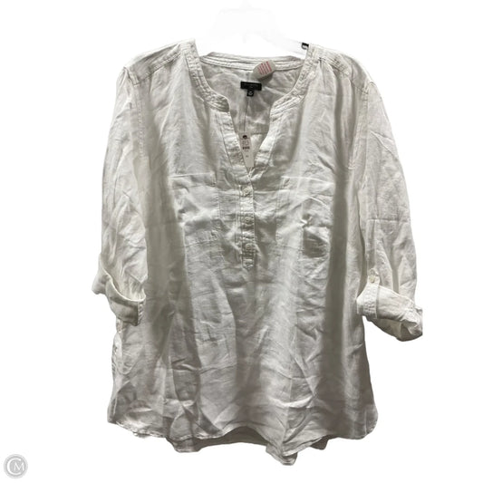 Top 3/4 Sleeve By Talbots In White, Size: 2x
