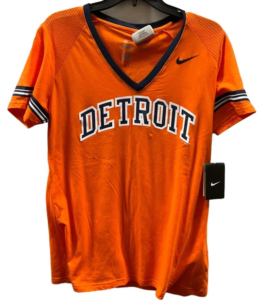 Athletic Top Short Sleeve By Nike In Orange, Size: Xl