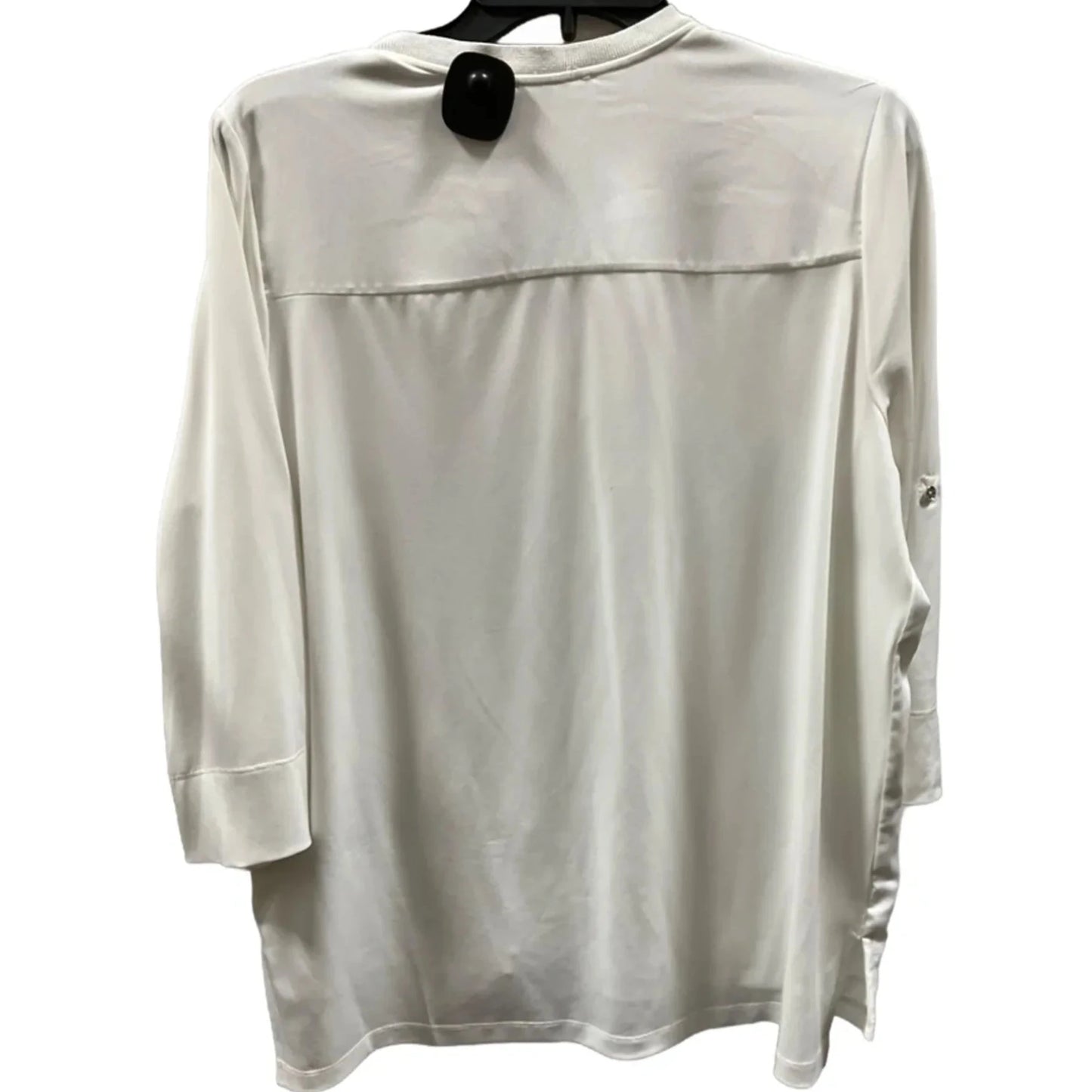 Top Long Sleeve By Calvin Klein In White, Size: M