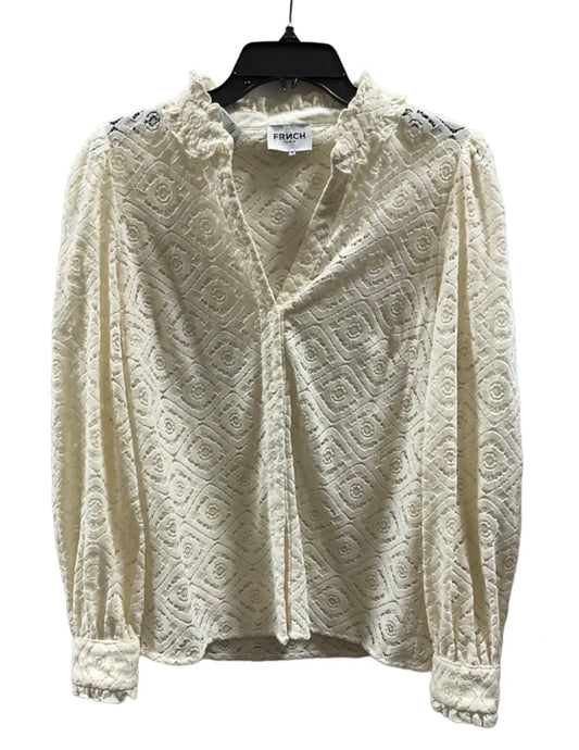 Top Long Sleeve By Frnch In Cream, Size: M