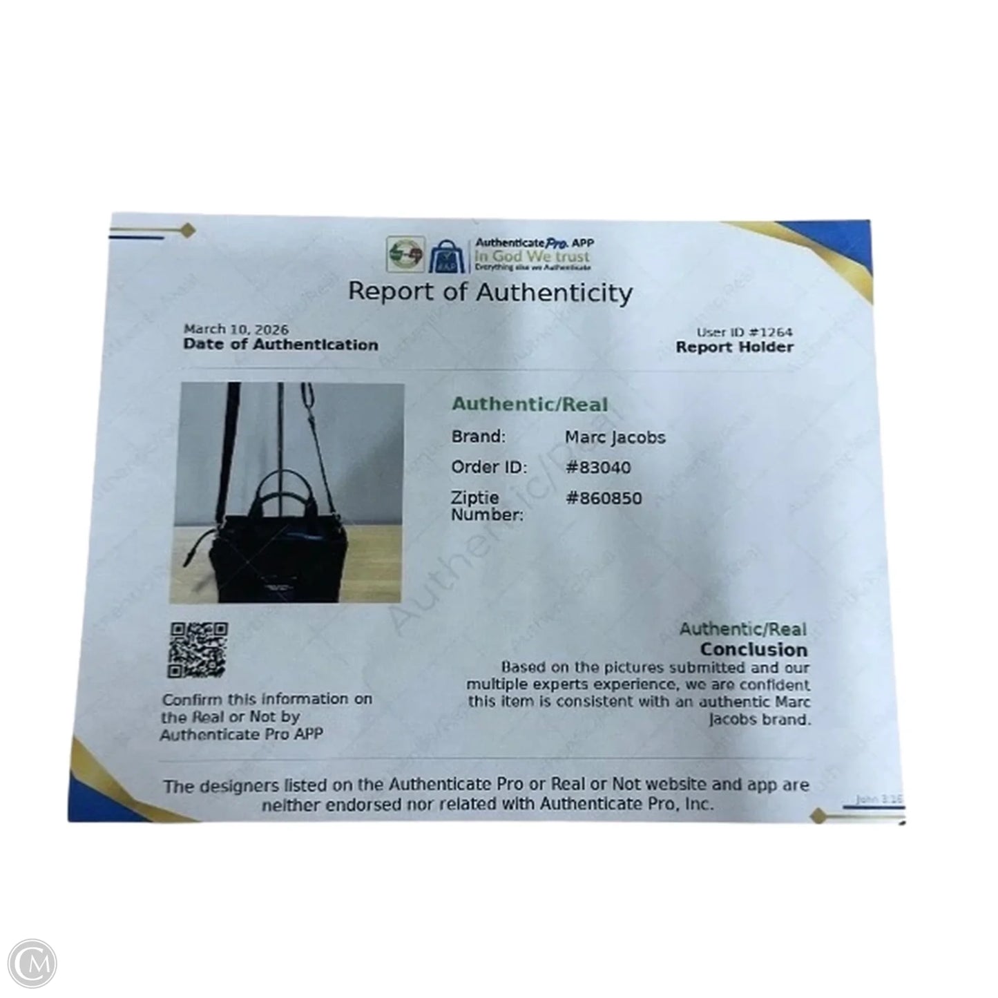 Handbag Luxury Designer By Marc Jacobs, Size: Medium