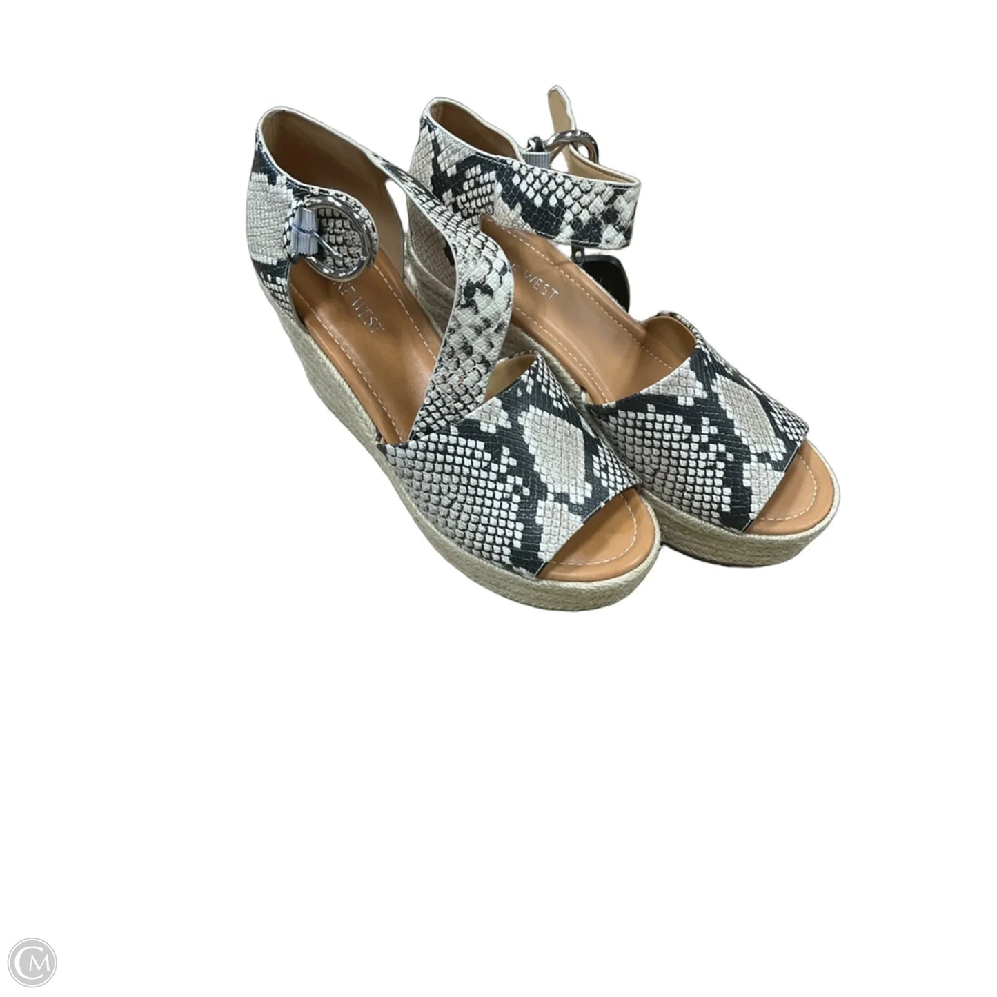 Sandals Heels Platform By Nine West In Snakeskin Print, Size: 8.5