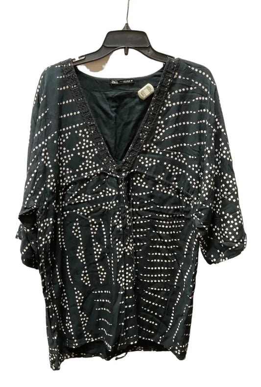 Top Short Sleeve By Zara In Black, Size: S