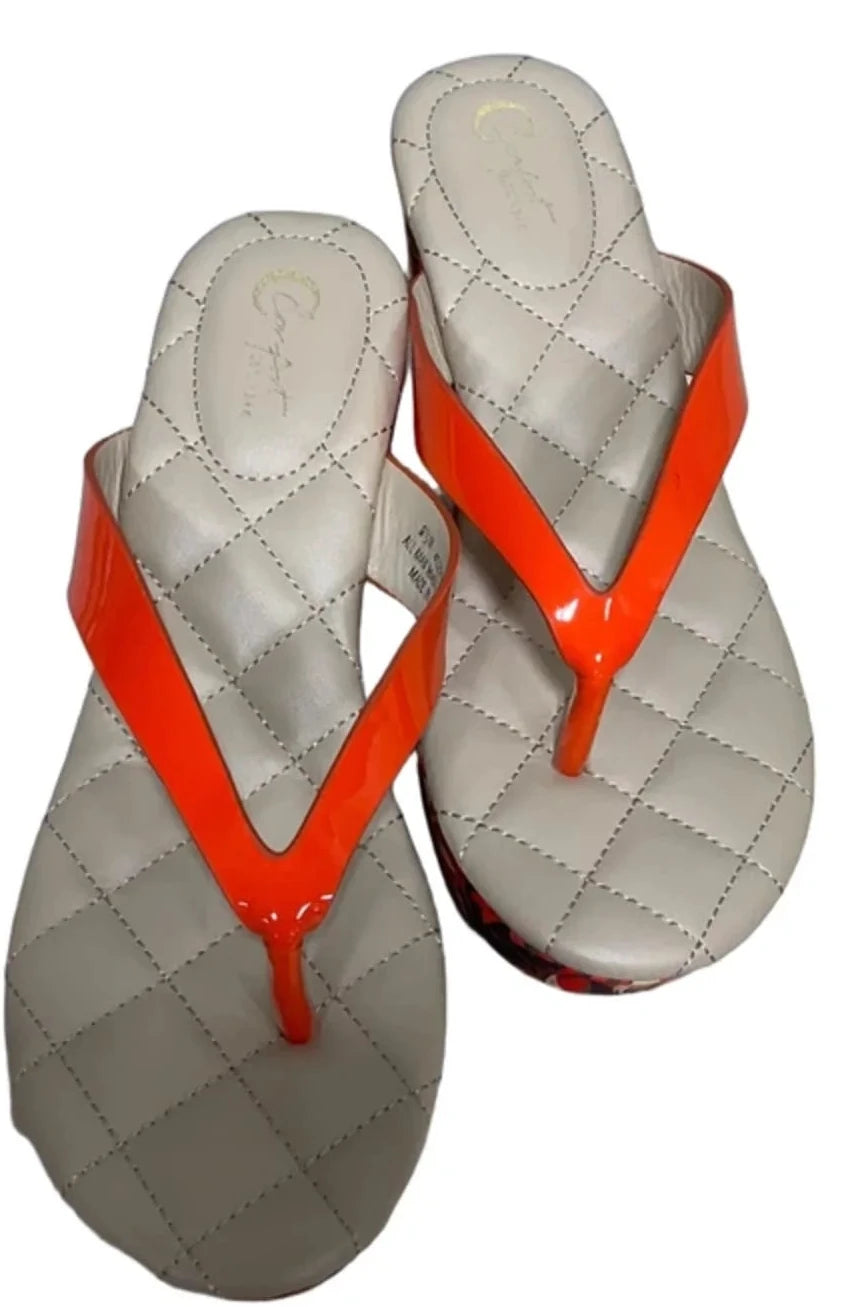 Sandals Heels Platform By Cmc In Orange, Size: 9.5