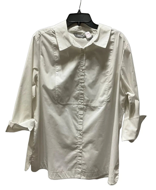 Blouse 3/4 Sleeve By Cmc In White, Size: Xl