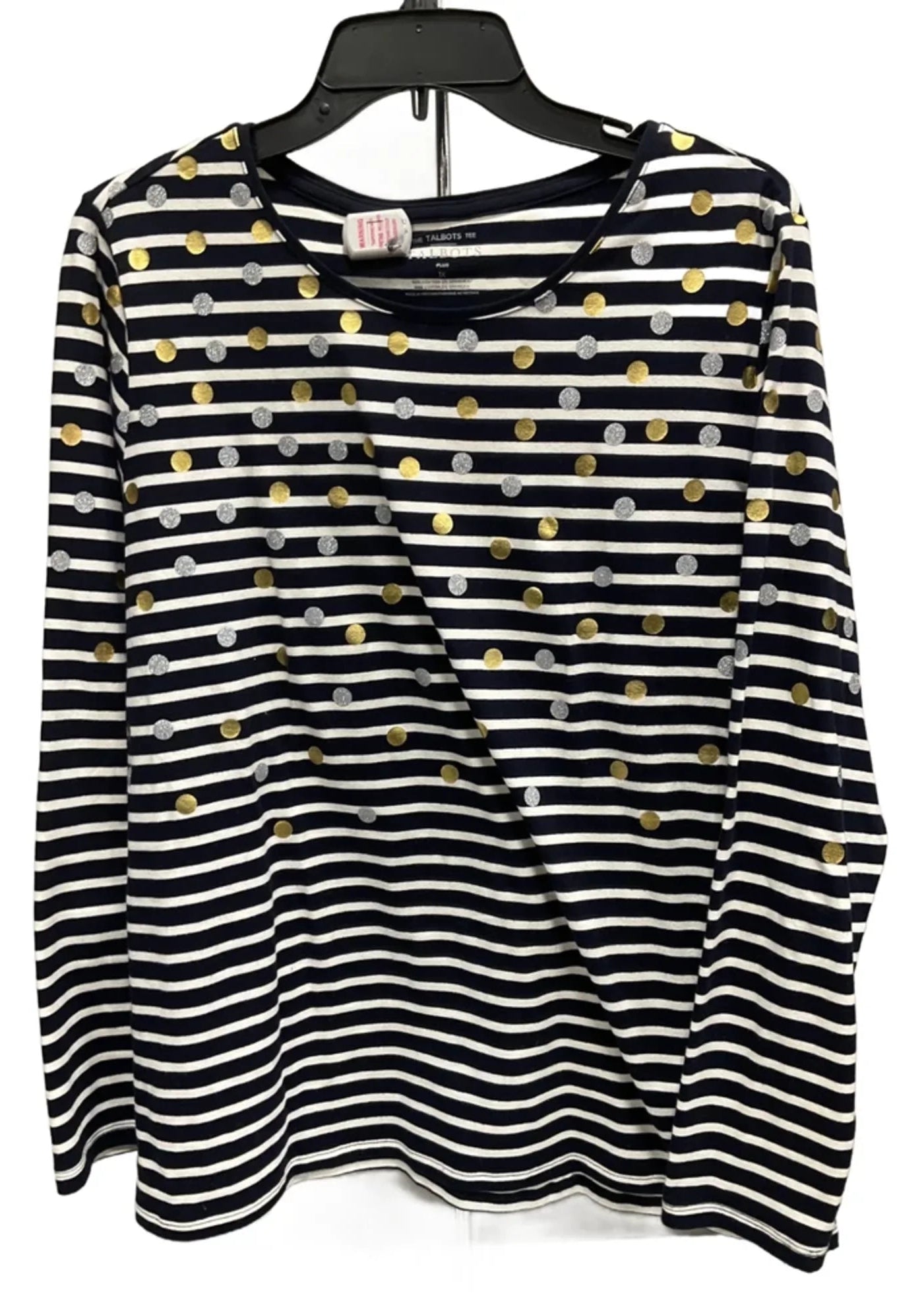 Top Long Sleeve By Talbots In Striped Pattern, Size: 1x