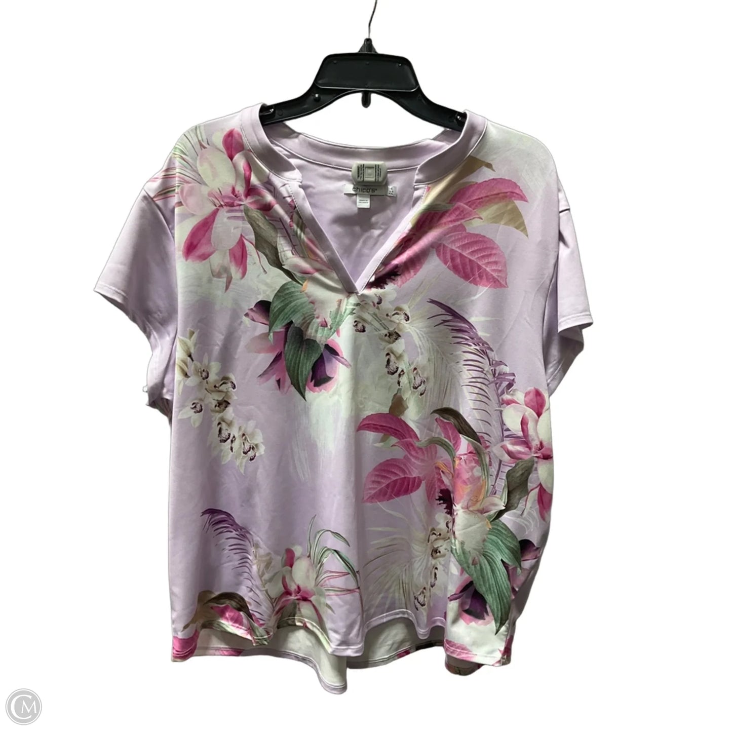 Top Short Sleeve By Chicos In Purple, Size: Xxl
