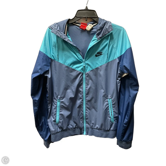 Athletic Jacket By Nike In Blue, Size: S