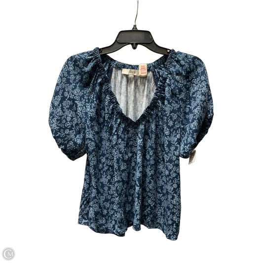 Top Short Sleeve By Loft In Blue, Size: Xs