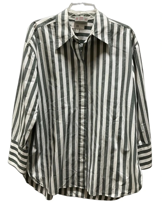 Blouse Long Sleeve By Banana Republic In Striped Pattern, Size: L