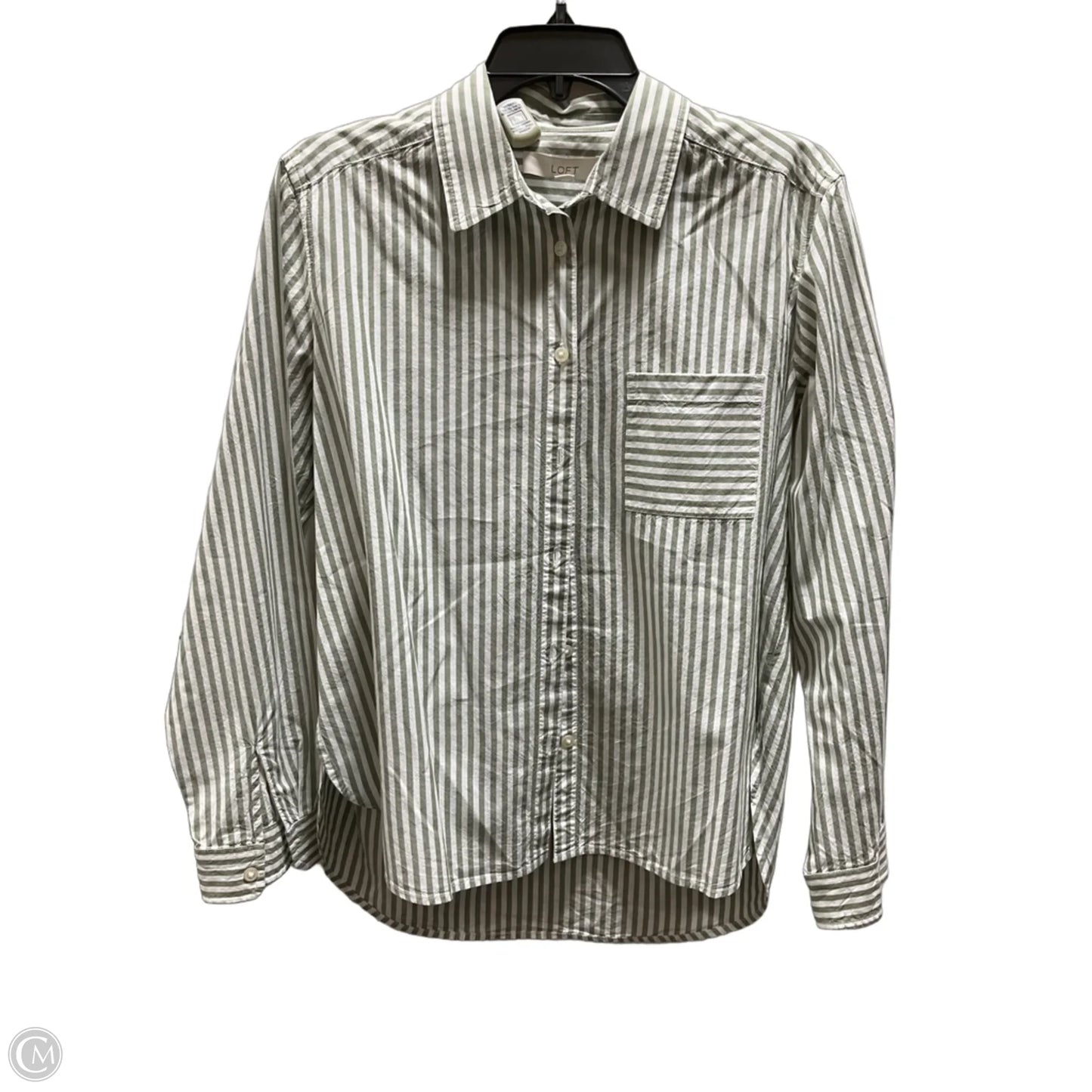 Blouse Long Sleeve By Loft In Striped Pattern, Size: L