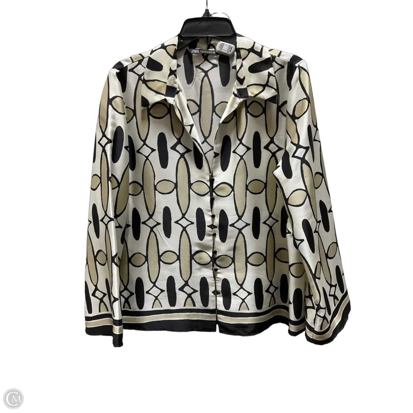 Blouse Long Sleeve By Zara In Black, Size: L