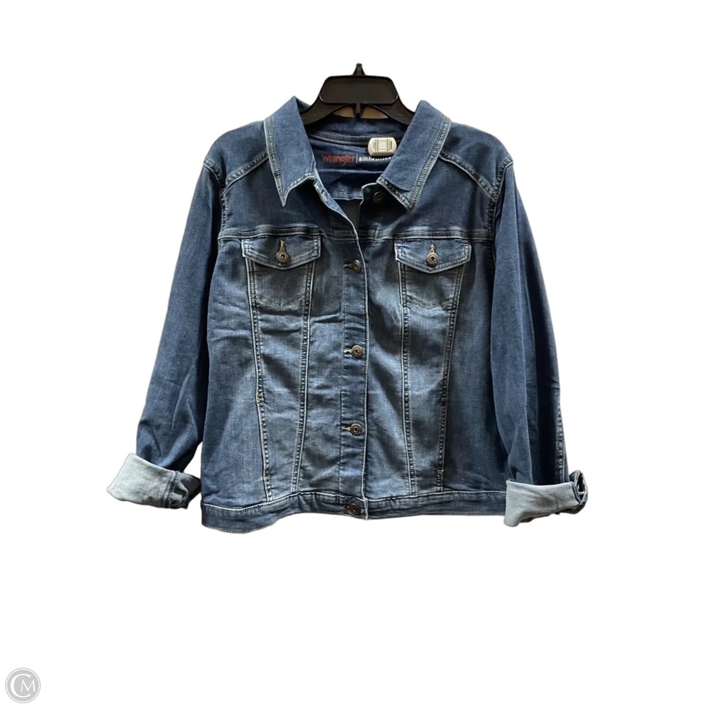 Jacket Denim By Wrangler In Blue, Size: Xl