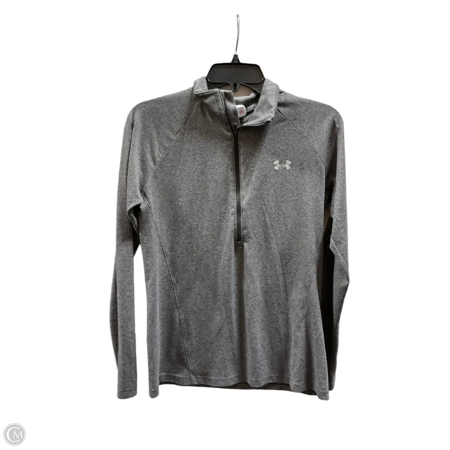 Athletic Top Long Sleeve Collar By Under Armour In Grey, Size: M