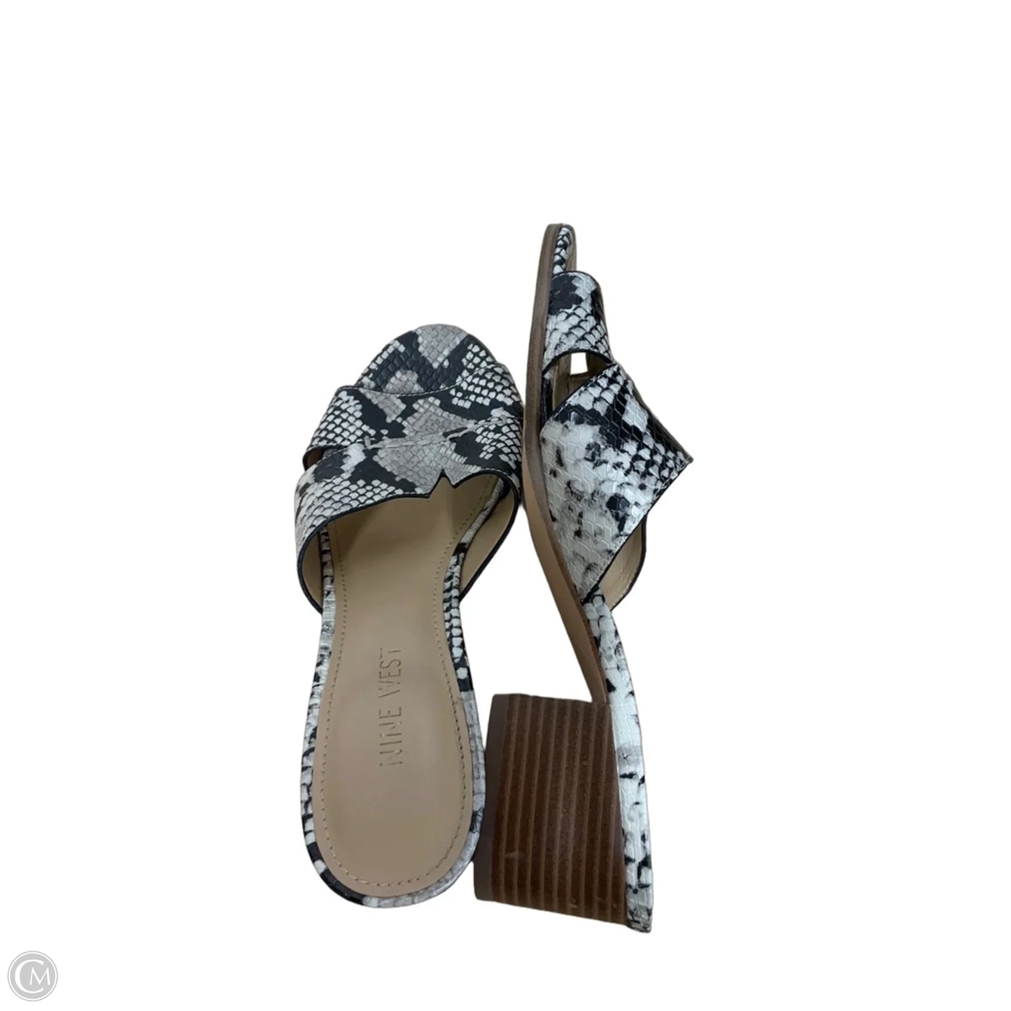 Sandals Heels Block By Nine West In Snakeskin Print, Size: 7.5