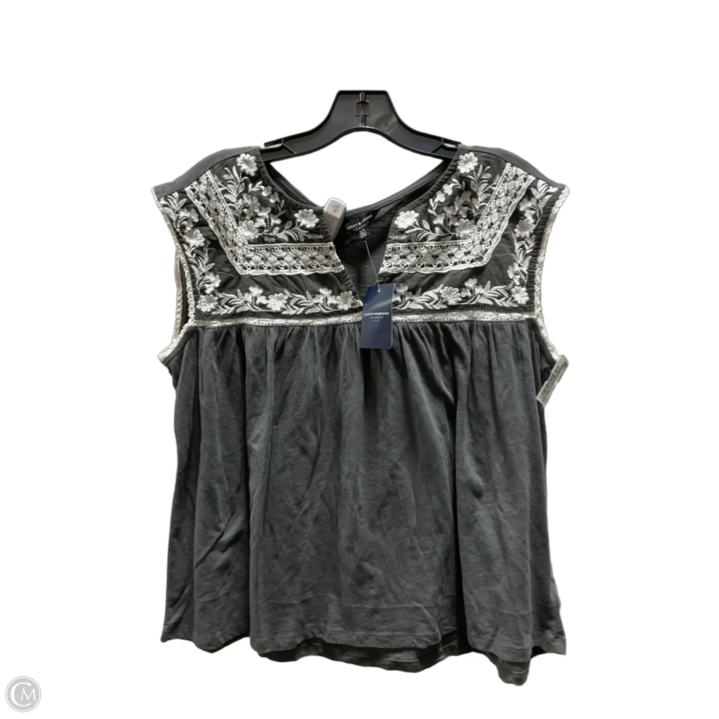 Top Sleeveless By Lucky Brand In Grey, Size: L