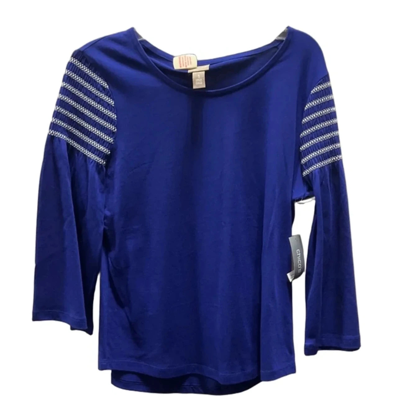 Top Short Sleeve By Chicos In Blue, Size: M