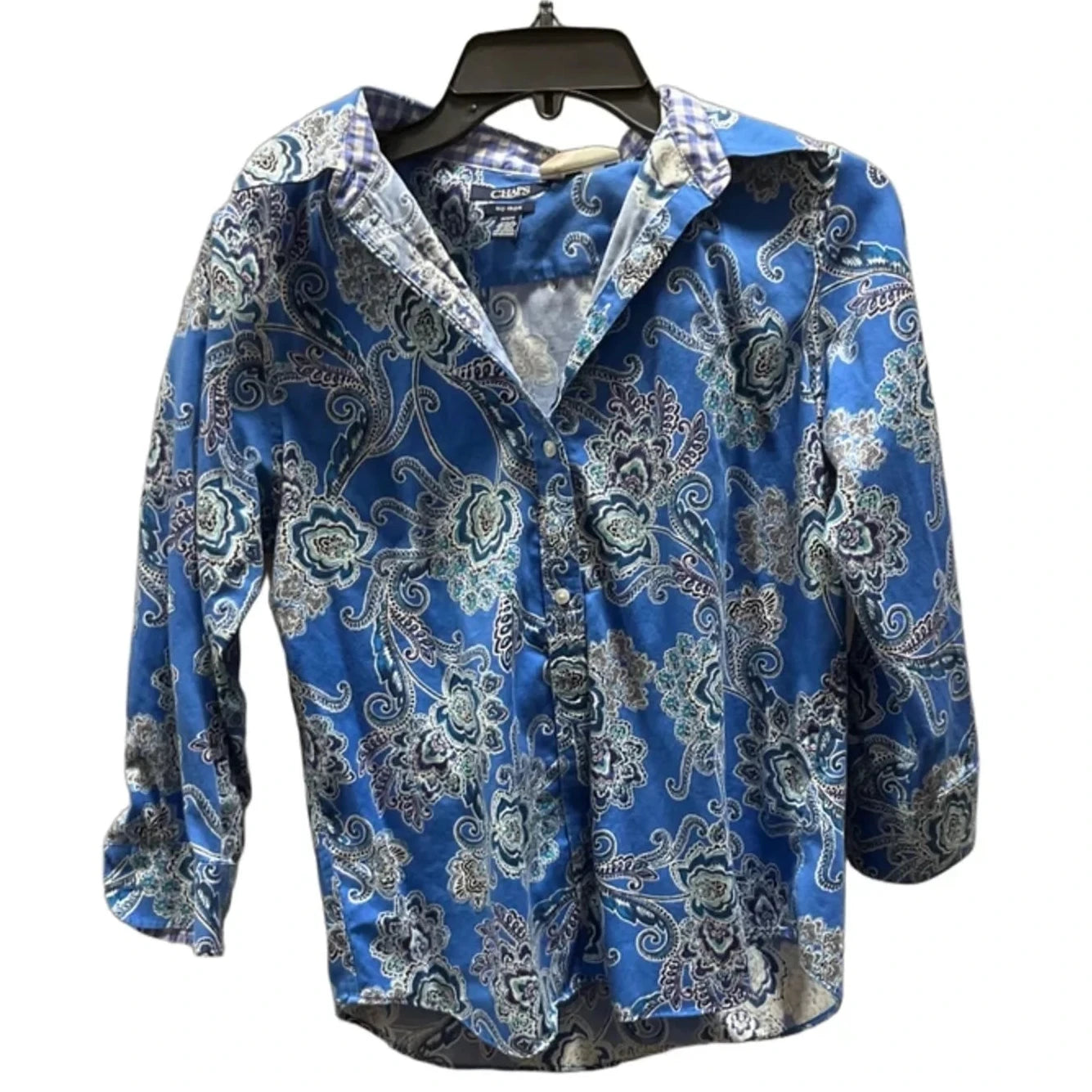 Blouse Long Sleeve By Chaps In Blue, Size: M