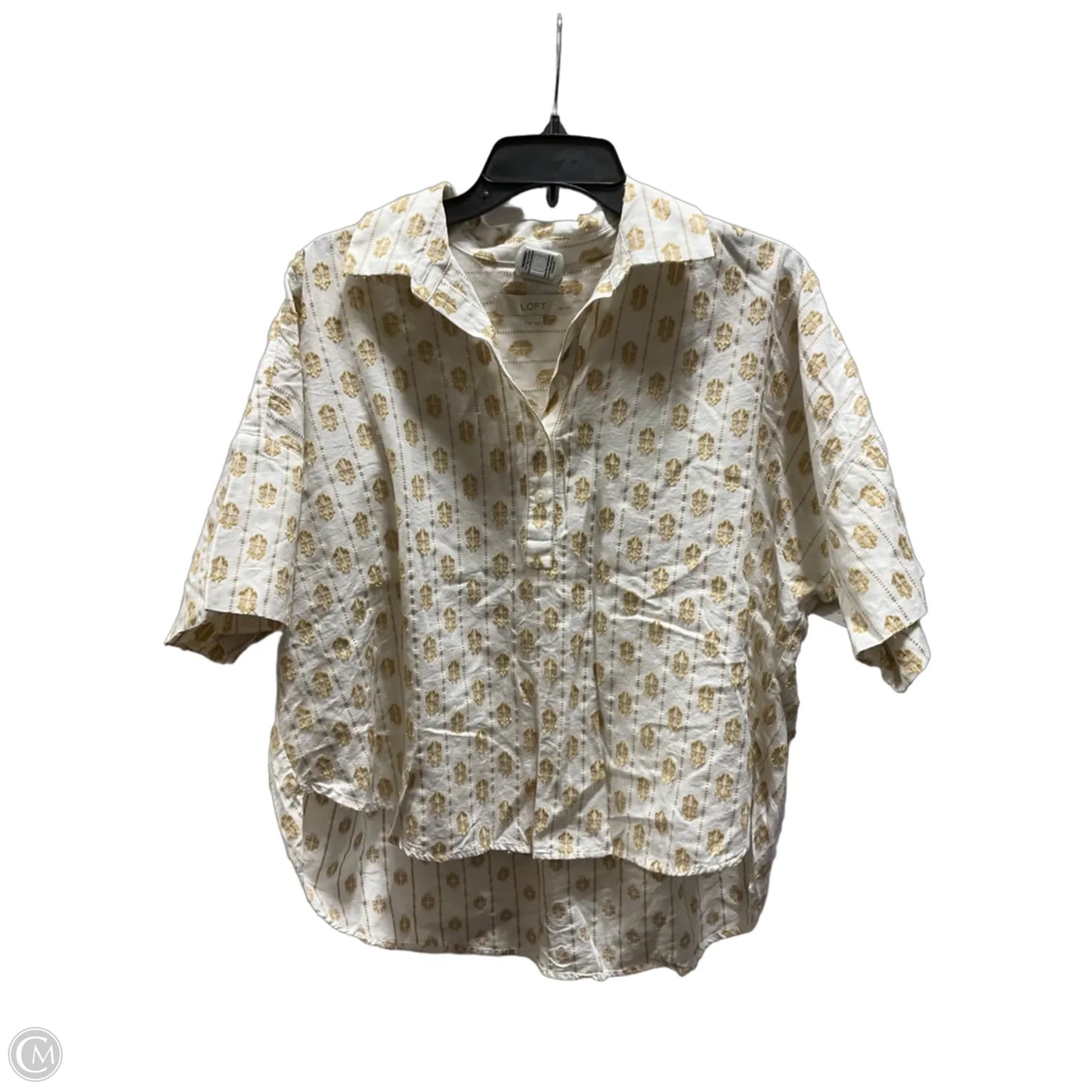Top Short Sleeve By Loft In Tan, Size: Mp