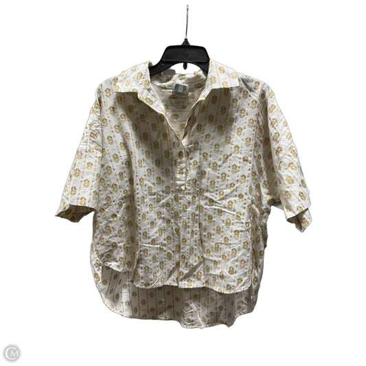Top Short Sleeve By Loft In Tan, Size: Mp