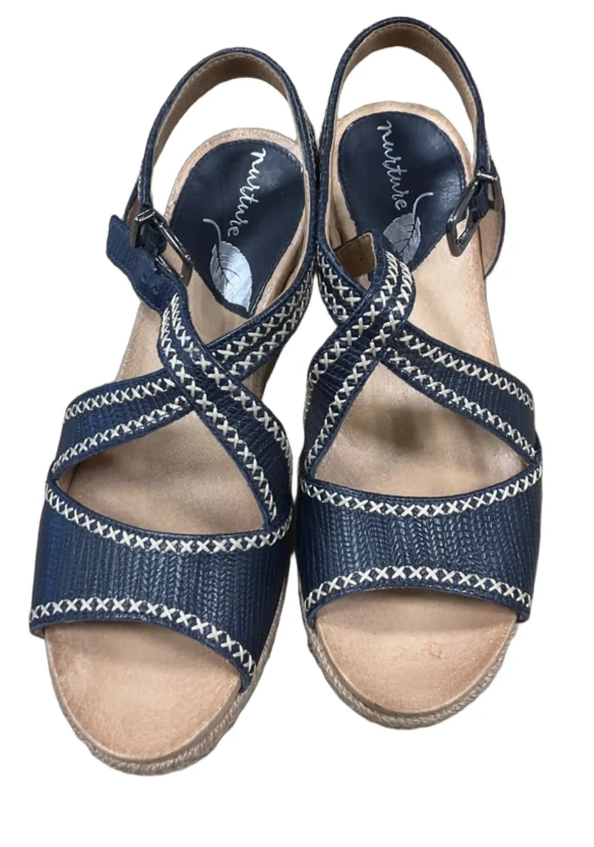 Sandals Heels Platform By Nurture In Blue, Size: 7