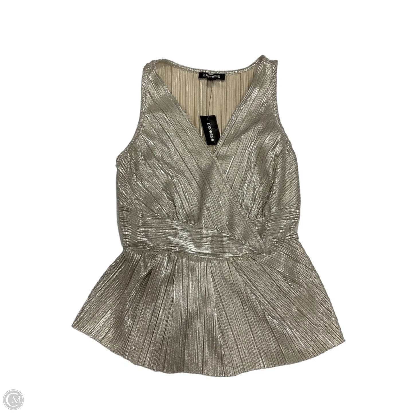 Top Sleeveless By Express In Silver, Size: Xs